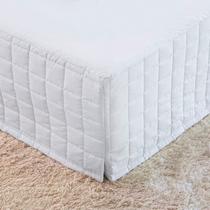 Saia Box Solteiro Matelada Geométrica Branca 01 Peça Saia Box Solteiro Matelada Geométrica Branca 01 Peça