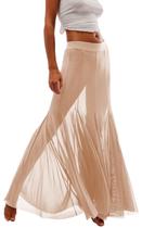 Saia branca feminina, malha maxi, cintura alta, plissada, sexy club, capa de praia, boho, saia de tule longa e fluida Saia branca feminina, malha maxi, cintura alta, plissada, sexy club, capa de praia, boho, saia de tule longa e fluida