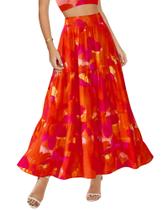 Saia BTFBM com estampa floral Midi Maxi para mulheres, verão 2025 Saia BTFBM com estampa floral Midi Maxi para mulheres, verão 2025