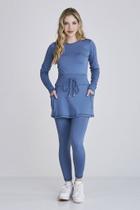 Saia Calça Comprida Azul Claro Térmica Para Mulheres De Até 1,60 De Altura Epulari