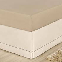 Saia Cama Casal Padrão Box Percal 180 Fios Acabamento em Ponto Palito - Palha