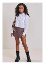Saia Camurça Marrom com Bolso Menina Teen Vic Vicky
