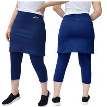 Saia Capri Bolso Alta Compressão Moda Fitness Evangélica Proteção UV+ Ginastica Academia Caminhada