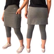 Saia Capri Bolso Alta Compressão Moda Fitness Evangélica Proteção UV+ Ginastica Academia Caminhada