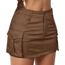 Saia cargo American Trends Y2K Mini Jeans Jean Brown Women