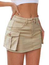 Saia cargo feminina Mancreda, jeans, mini, cintura baixa, Bodycon XS