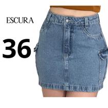 Saia Cargo Jeans 100 Algodão Cintura Alta Confortável Look Casual Estiloso para o Dia a Dia
