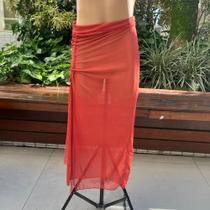 Saia Casual Saida de Praia em Tule Vermelho