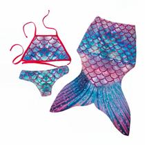 Saia Cauda De Sereia + Biquíni Infantil Juvenil Praia Saia Cauda De Sereia + Biquíni Infantil Juvenil Praia