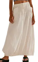 Saia CHARTOU Baggy Parachute Y2k Cargo Maxi Long Cotton Feminina