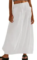 Saia CHARTOU Baggy Parachute Y2k Cargo Maxi Long Cotton White