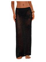 Saia Coberta MakeMeChic Crochet 3D Floral Beach Black Saia Coberta MakeMeChic Crochet 3D Floral Beach Black