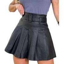 Saia colegial couro estilo blogueira Saia colegial couro estilo blogueira