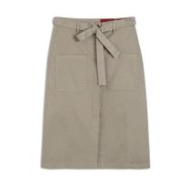 Saia color ellus midi bolso cinto caqui