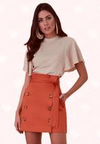 Saia com Det. Botões - Moda Casual Chic