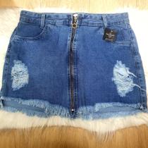 Saia com ziper dourado sem lycra Saia com ziper dourado sem lycra