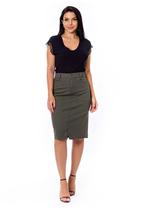 Saia Comprida Jeans Com Elastano