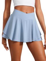 Saia CRZ YOGA Breeze Azul de Cintura Alta com Camadas Pequena
