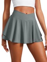 Saia CRZ YOGA de Tênis Cintura Alta com Babados Cinza Sálvia Saia CRZ YOGA de Tênis Cintura Alta com Babados Cinza Sálvia