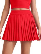 Saia CRZ YOGA Feathery-Fit Plissada Esportiva Macia Vermelha P