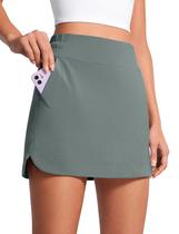 Saia CRZ YOGA Mini A-Line com Shorts Internos Cinza Sálvia XL