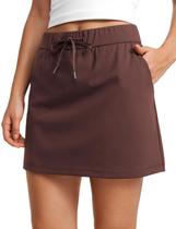 Saia CRZ YOGA Mini Cintura Alta com Cordão Taupe P