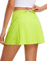 Saia CRZ YOGA Plissada Amarelo Neon Cintura Alta com Bolsos M