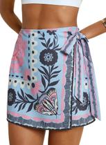Saia Csvinkiko Wrap Mini Summer Boho com estampa floral azul M