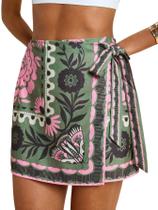 Saia Csvinkiko Wrap Mini Summer Boho com estampa floral verde M