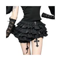 Saia Culotte Vintage Feminina Estilo Harajuku Kawaii Y2K E-girl Gótica Punk Fairycore