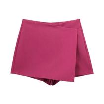 Saia Curta Assimétrica com Zíper Lateral - Estilo Pareô Vintage para Mulheres