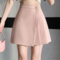 Saia Curta De Cintura Alta Em a Para Mulheres, Elegante, Em Cor Sólida, Casual Para Escritório,