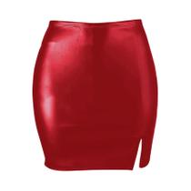 Saia Curta De Couro Preta Com Fenda E Cintura Alta Para Mulheres, Vestido Sexy Para Festas E Noites Saia Curta De Couro Preta Com Fenda E Cintura Alta Para Mulheres, Vestido Sexy Para Festas E Noites