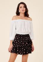 Saia Curta Em Viscose Com Babados