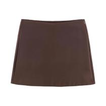 Saia Curta Feminina De Cintura Alta Com Zíper Lateral, Estilo Casual Vintage Para Primavera Saia Curta Feminina De Cintura Alta Com Zíper Lateral, Estilo Casual Vintage Para Primavera