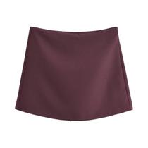Saia Curta Feminina De Cintura Alta Com Zíper Lateral, Estilo Casual Vintage Para Primavera Saia Curta Feminina De Cintura Alta Com Zíper Lateral, Estilo Casual Vintage Para Primavera