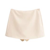 Saia Curta Feminina De Cintura Alta Com Zíper Lateral, Estilo Casual Vintage Para Primavera Saia Curta Feminina De Cintura Alta Com Zíper Lateral, Estilo Casual Vintage Para Primavera