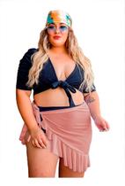 Saia Curta Feminina Plus Size Pareô Envelope Praia Saída Saia Curta Feminina Plus Size Pareô Envelope Praia Saída