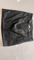 Saia Curta material sintético Com Bolsos Laterais Cós Passante Saia Curta material sintético Com Bolsos Laterais Cós Passante