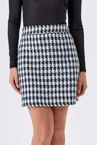 Saia Curta PKS Alfaiataria Tweed Preto e Branco