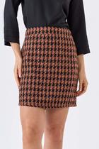 Saia Curta PKS Alfaiataria Tweed Preto e Marrom