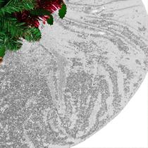 Saia de árvore de Natal AMZLOKAE Silver Sequin 125 cm de diâmetro Saia de árvore de Natal AMZLOKAE Silver Sequin 125 cm de diâmetro