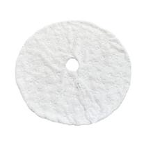 Saia De Árvore De Natal Bordada Com Floco De Neve Branco Para Decorações De Feriado E Festas