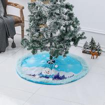 Saia de árvore de Natal de pelúcia, decoração do local de brilho azul led