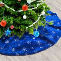Saia de árvore de Natal DegGod Plush Blue Faux Fur 78 cm com flocos de neve Saia de árvore de Natal DegGod Plush Blue Faux Fur 78 cm com flocos de neve