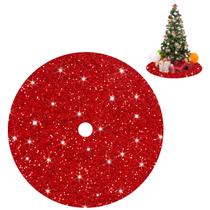 Saia de árvore de Natal FUHSY Red Velvet Sequin 36 cm de diâmetro