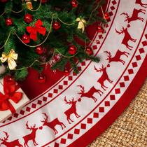 Saia de árvore de Natal Lukisesy Snowflake Reindeer 122cm vermelha