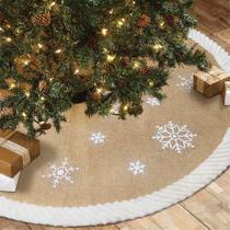Saia de árvore de Natal, nossa estopa de pele branca quente de floco de neve 120 cm Saia de árvore de Natal, nossa estopa de pele branca quente de floco de neve 120 cm