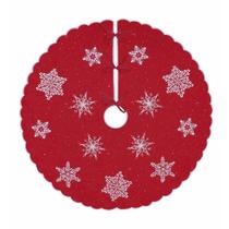Saia de árvore de Natal Simhomsen bordada em flocos de neve vermelhos