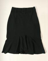 Saia de babado com cinto embutido cor Preta - Tamanho P Saia de babado com cinto embutido cor Preta - Tamanho P